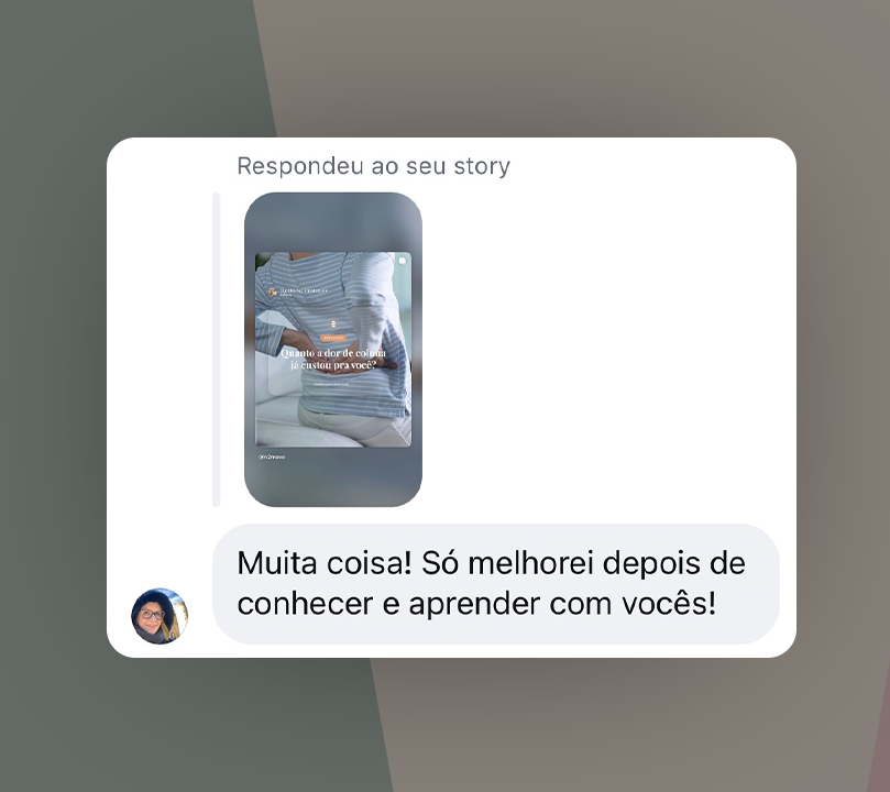 Depoimento via Instagram de uma aluna